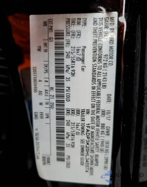 2017 Ford Focus Se from USA, damaged, VIN 1FADP3K20HL345574